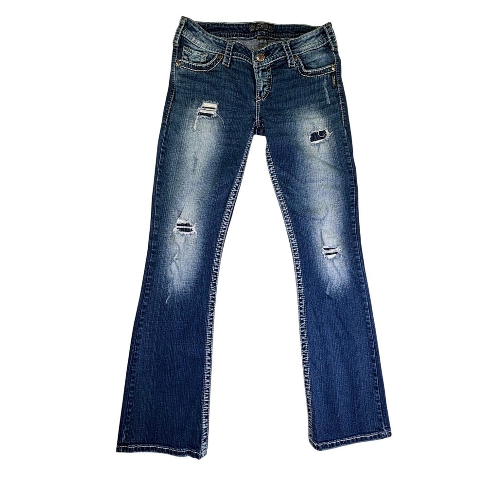 Silver Jeans Co Pioneer Bootcut Distressed Medium Wash Denim Jeans W31 L33